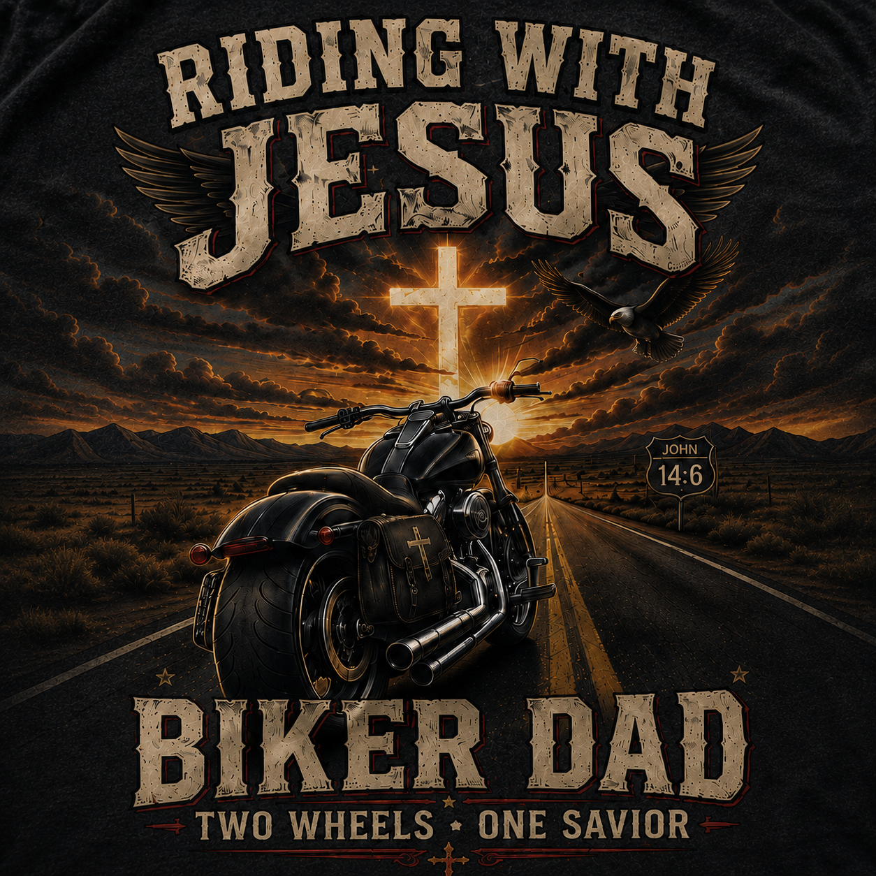Riding With Jesus Biker Dad T-Shirt
