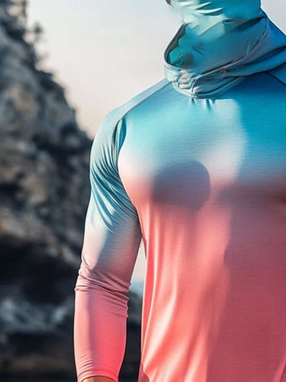 Men's Outdoor Sun Protection Breathable Cool Hooded Sun Protection Long Sleeve Top