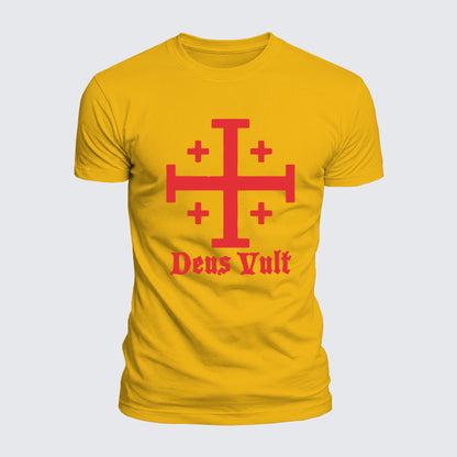 Luxe Mercerized Cotton Tee - Jerusalem Cross Deus Vult