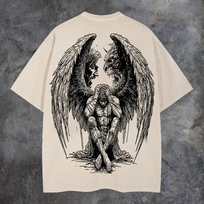 Contradictory Angel Printed Men's Washed Tee