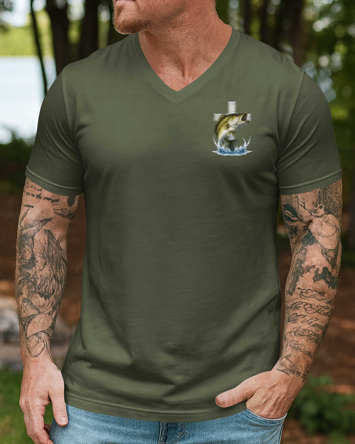 Hooked By Grace Caught By Faith All Over Print T-Shirt