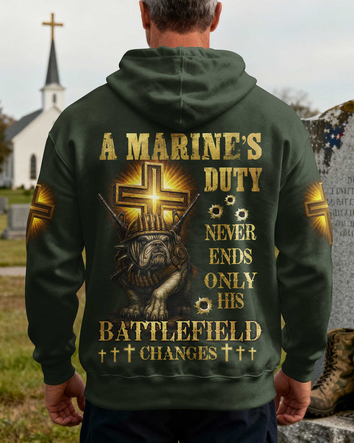 A Marine's Duty Never Ends Only His Battlefield Changes Zip Hoodie