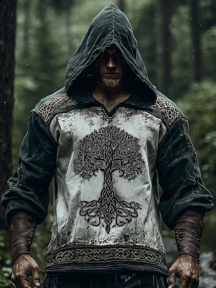 Viking Style Inspired Rune Tree of Life Digital 3D Printed Unisex Casual Hoodie