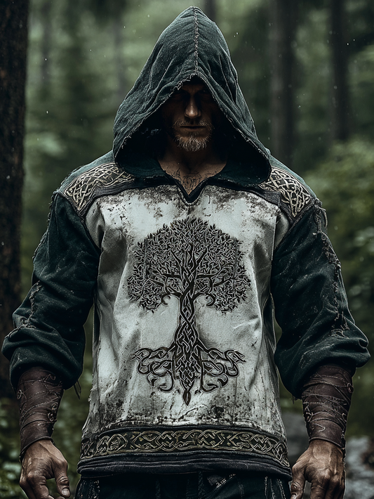 Viking Style Inspired Rune Tree of Life Digital 3D Printed Unisex Casual Hoodie