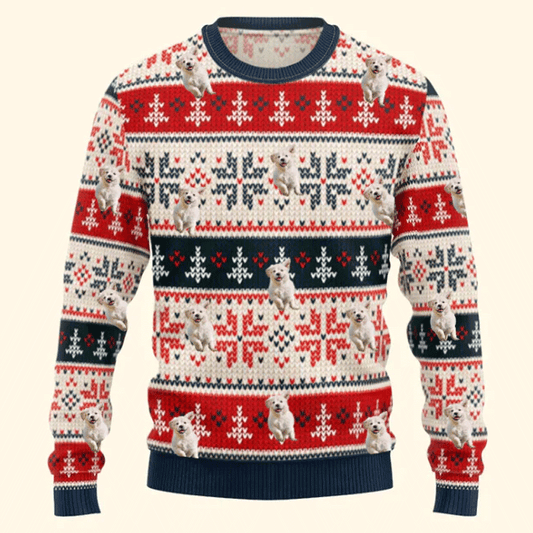 Pet Funny Faces Christmas Gift For Pet Lovers Ugly Red Navy Apricot Sweater