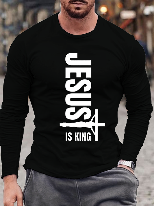 Jesus is King Christian Cotton Long Sleeve T-Shirt