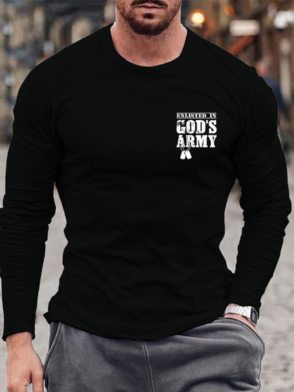 Enlisted In God's Army Christian Cotton Long Sleeve T-Shirt