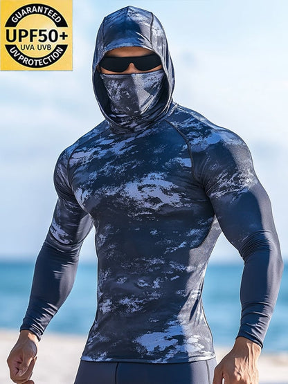 Men's Outdoor Sun Protection Breathable Cool Hooded Sun Protection Long-Sleeved Top
