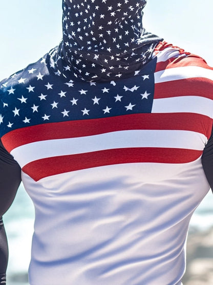 Men's Outdoor Sun Protection Breathable Cooling Mask Hooded Sun Protection Long-Sleeved Top