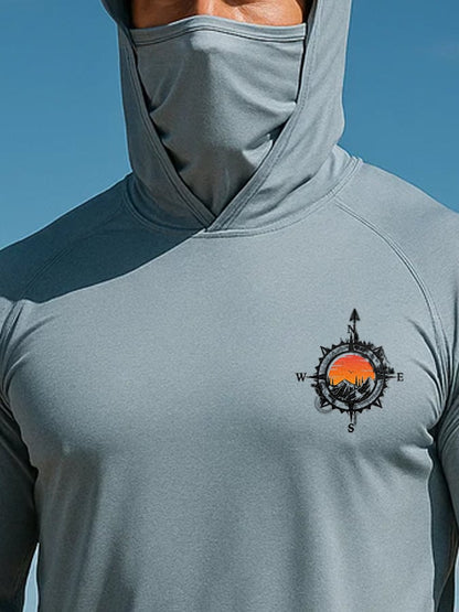 Men's Outdoor Sun Protection Breathable Cool Mask Hooded Sun Protection Long-Sleeved Top