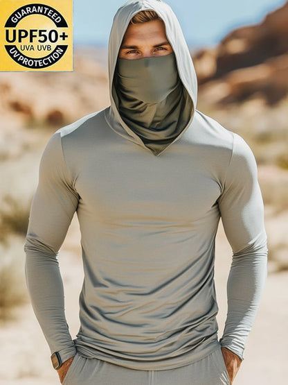 Men's Outdoor Sun Protection Breathable Cool Hooded Sun Protection Long Sleeve Top