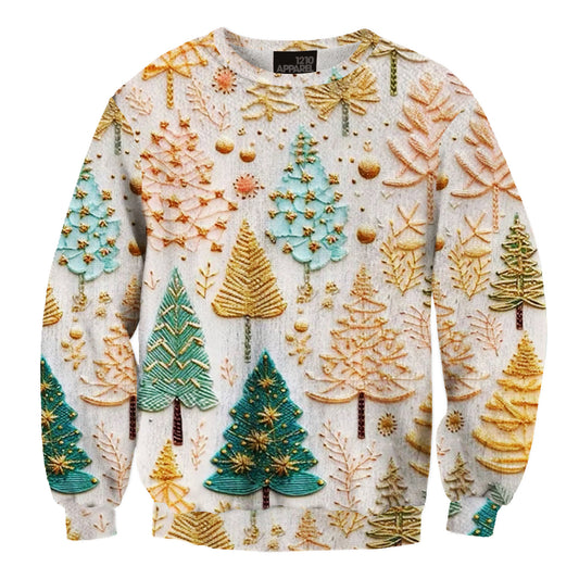Unisex Christmas Tree Print Ugly Christmas Sweater