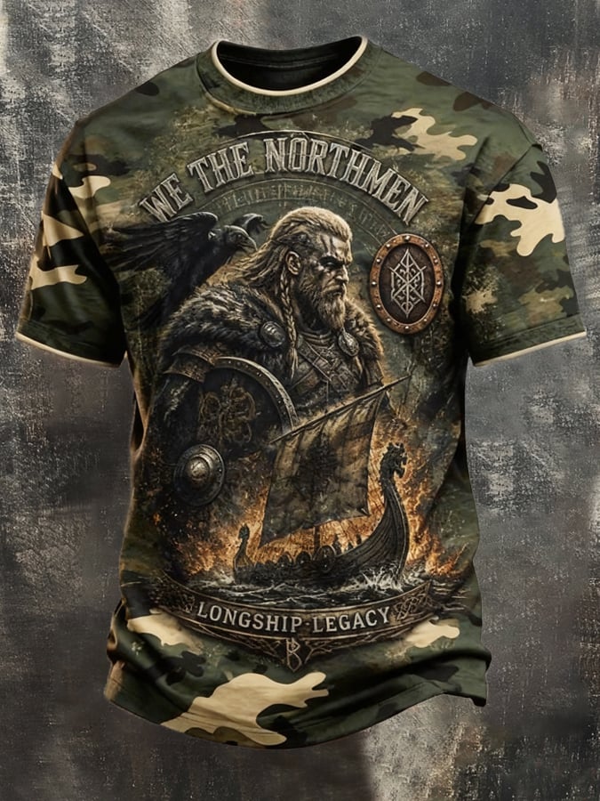 Men's Vintage Viking-Print T-Shirt