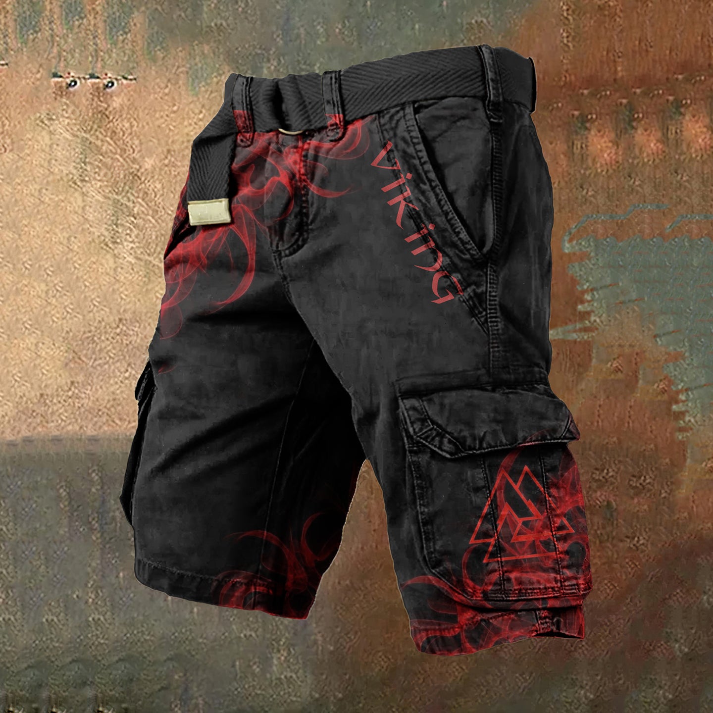 Vintage Flame Totem Viking Art Men'S Work Shorts