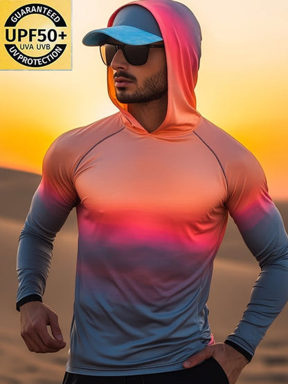 Men's Outdoor Sun Protection Cool Hooded Sun Protection Long Sleeve Top