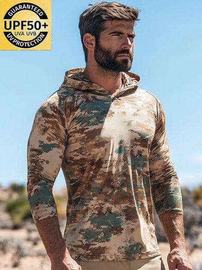 Men's Outdoor Sun Protection Cool Hooded Sun Protection Long Sleeve Top