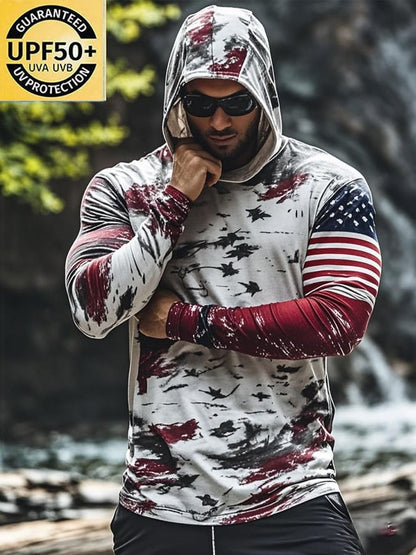 Men's Outdoor Sun Protection Cool Hooded Sun Protection Long Sleeve Top(Without mask)