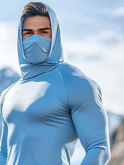 Men's Outdoor Sun Protection Breathable Cool Hooded Sun Protection Long Sleeve Top