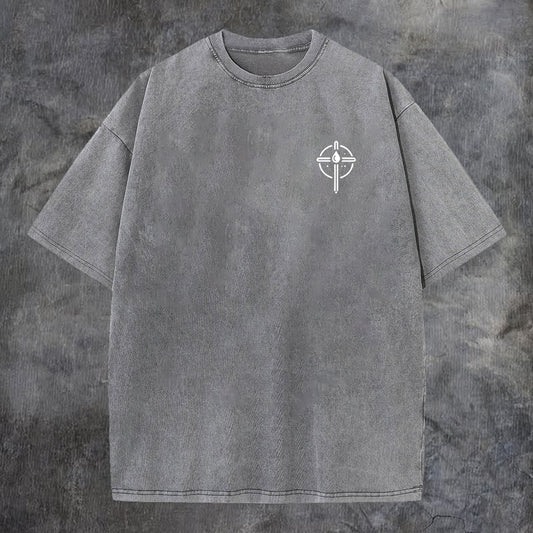 Not Of This World John 17:16 Gothic Cross Printed Men's T-shirt
