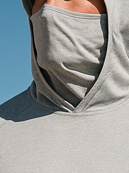 Men's Outdoor Sun Protection Breathable Cool Mask Hooded Sun Protection Long-Sleeved Top