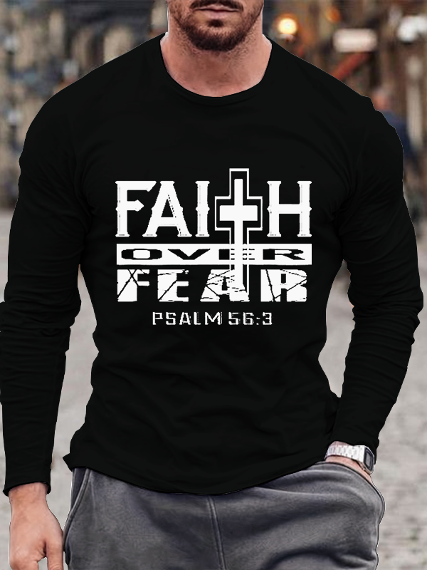 Faith over Fear Christian Bible Verse Long Sleeve T-Shirt