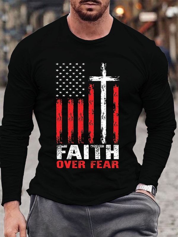 Faith Over Fear Flag Long Sleeve T-shirt