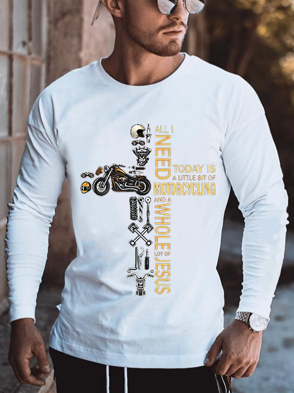 Motorcycle Cross Fashion Cotton Crew Neck Long Sleeve T-Shirt