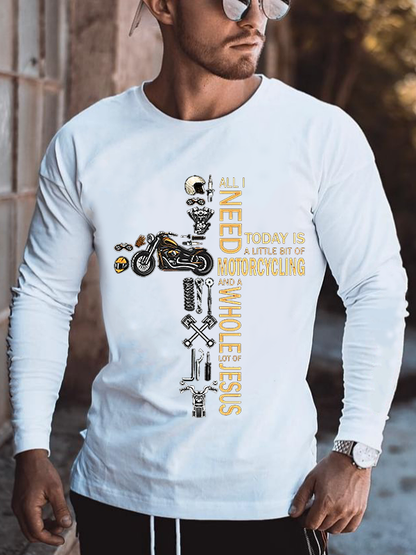 Motorcycle Cross Fashion Cotton Crew Neck Long Sleeve T-Shirt