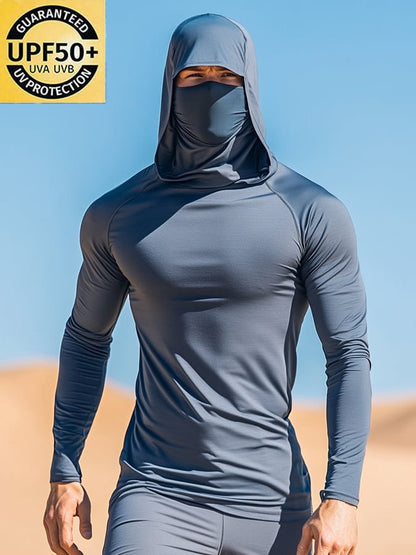 Men's Outdoor Sun Protection Breathable Cool Hooded Sun Protection Long Sleeve Top