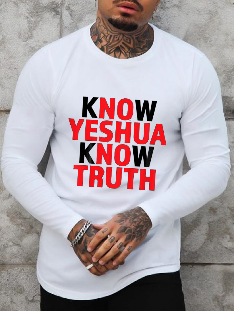 Yeshua Shirt Christian Faith Hebrew Name for Jesus Religious Long Sleeve T-Shirt
