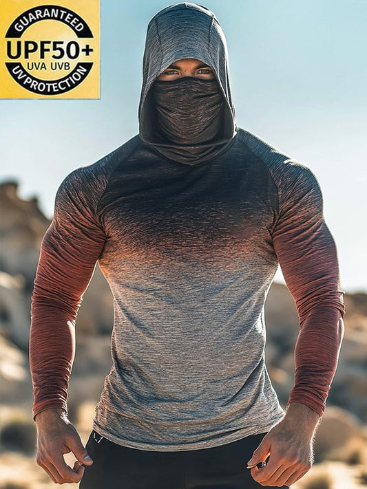 Men's Outdoor Sun Protection Breathable Cool Hooded Sun Protection Long Sleeve Top