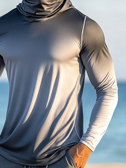 Men's Outdoor Sun Protection Breathable Cool Hooded Sun Protection Long Sleeve Top