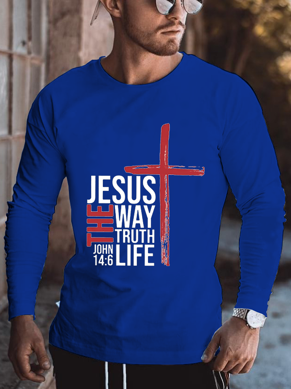 Jesus The Way Truth Life Cotton Long Sleeve T-Shirt