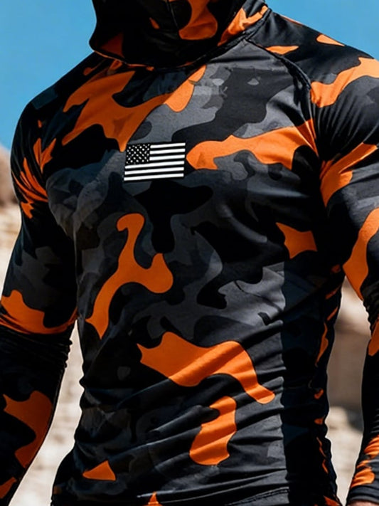 Men's Outdoor Sun Protection Breathable Cool Hooded Sun Protection Long-Sleeved Top
