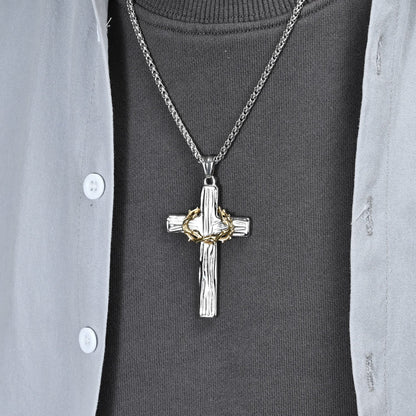 Jesus Crown Of Thorns Cross Sacred Protection Pendant Necklace