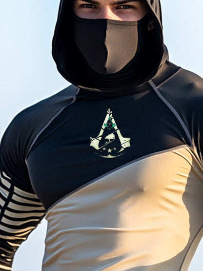 Men's Outdoor Sun Protection Breathable Cool Mask Hooded Sun Protection Long-Sleeved Top