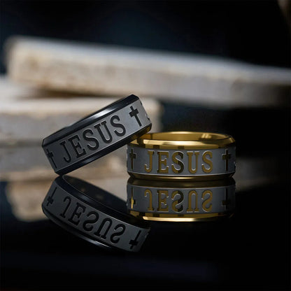 Titanium Steel Ring with Laser engraving JESUS