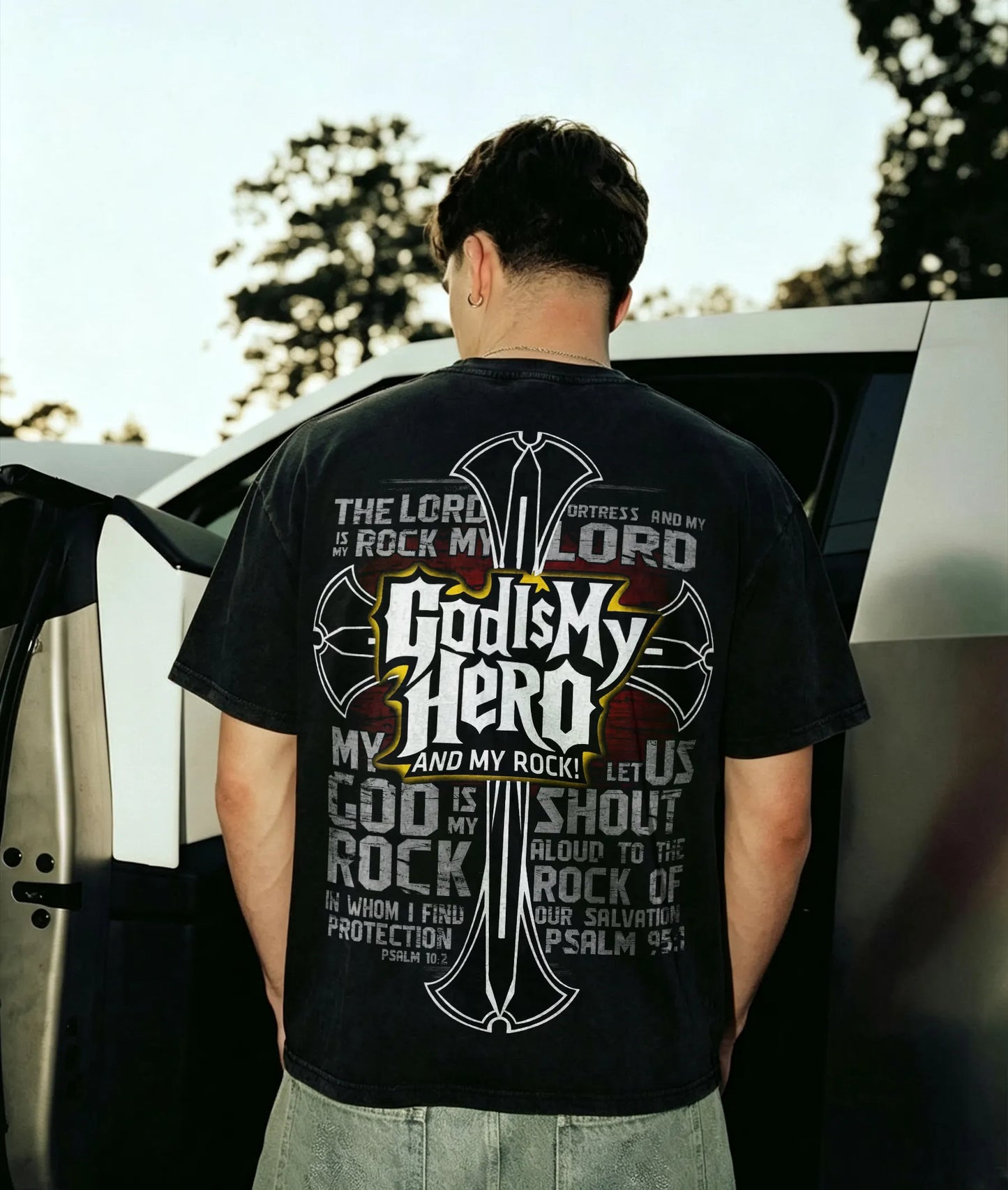 The Lord Is My Fortress And My Rock Lord God Is My Hero And My Rock God Is My Rock Printed Men's T-shirt