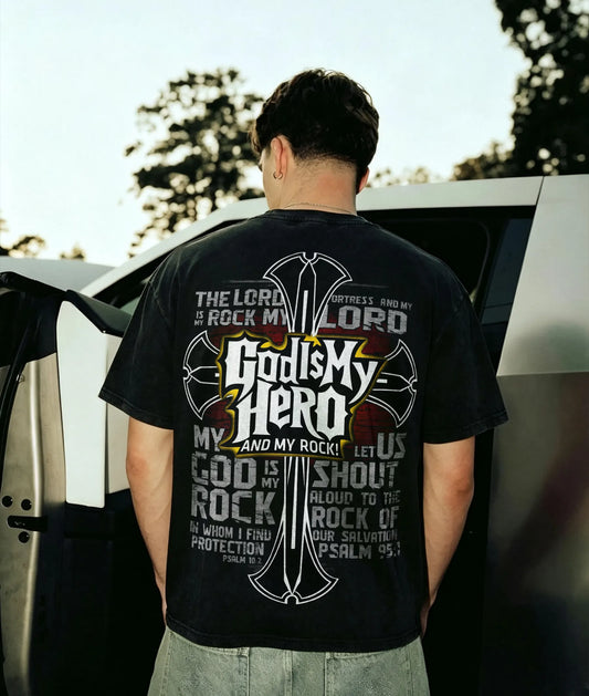 The Lord Is My Fortress And My Rock Lord God Is My Hero And My Rock God Is My Rock Printed Men's T-shirt