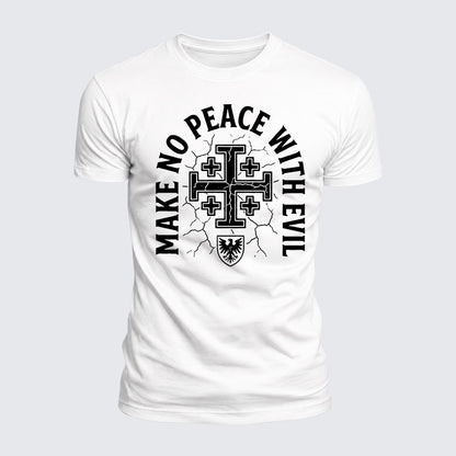 Luxe Mercerized Cotton Tee -  Make No Peace with Evil Knight Templar Jerusalem Cross