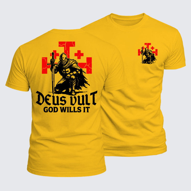 Luxe Mercerized Cotton Tee - Knights Templar Deus Vult Jerusalem Cross