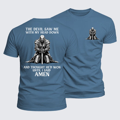 Luxe Mercerized Cotton Tee - The Devil Saw Me Until I Said Amen