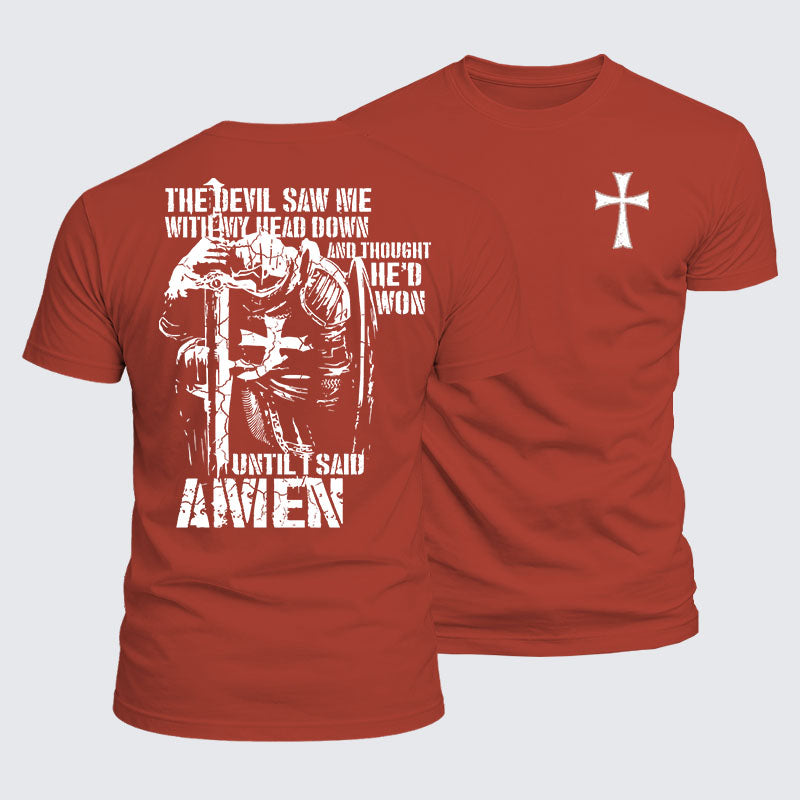 Luxe Mercerized Cotton Tee - The Devil Saw Me with My Head Down and Thought He'd Won Until I Said Amen