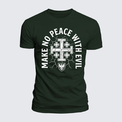 Luxe Mercerized Cotton Tee -  Make No Peace with Evil Knight Templar Jerusalem Cross