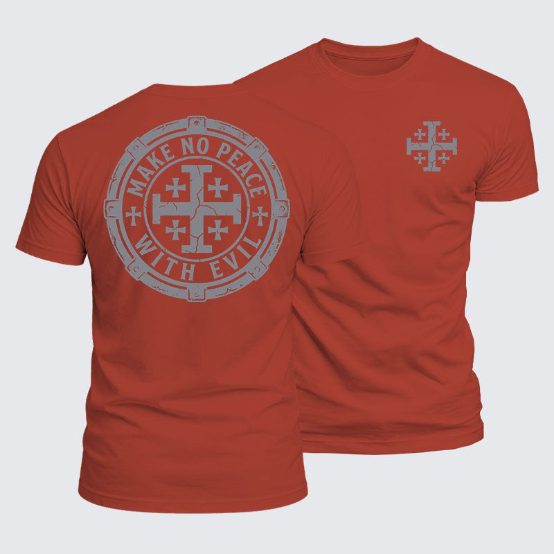 Luxe Mercerized Cotton Tee -  Make No Peace with Evil Knight Templar Jerusalem Cross