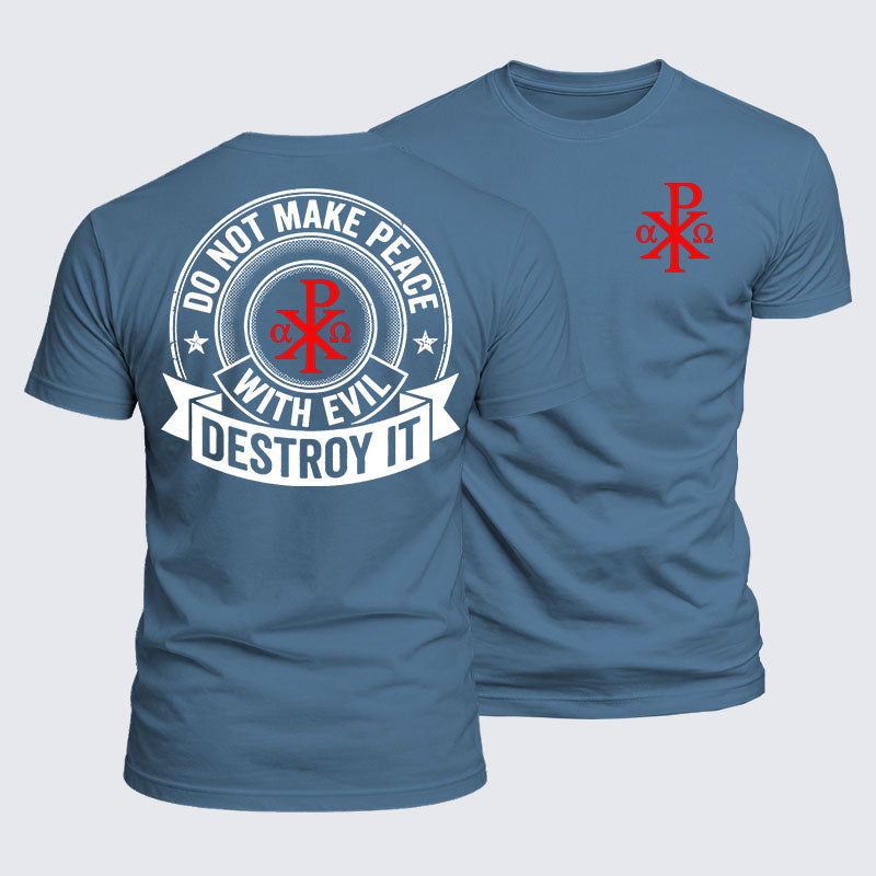 Luxe Mercerized Cotton Tee -  Make No Peace with Evil Knight Templar Jerusalem Cross