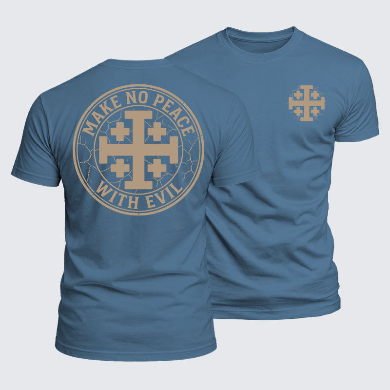 Luxe Mercerized Cotton Tee - Make No Peace with Evil Knight Templar Jerusalem Cross