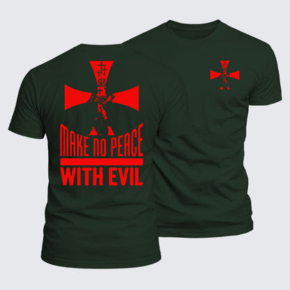 Luxe Mercerized Cotton Tee - Make No Peace with Evil Knight Templar Cross