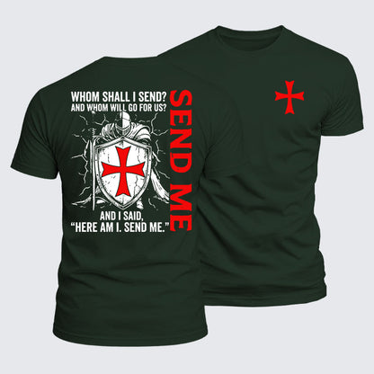 Luxe Mercerized Cotton Tee -  Here I Am Send Me Isaiah 6:8 Knight Templar Crusader