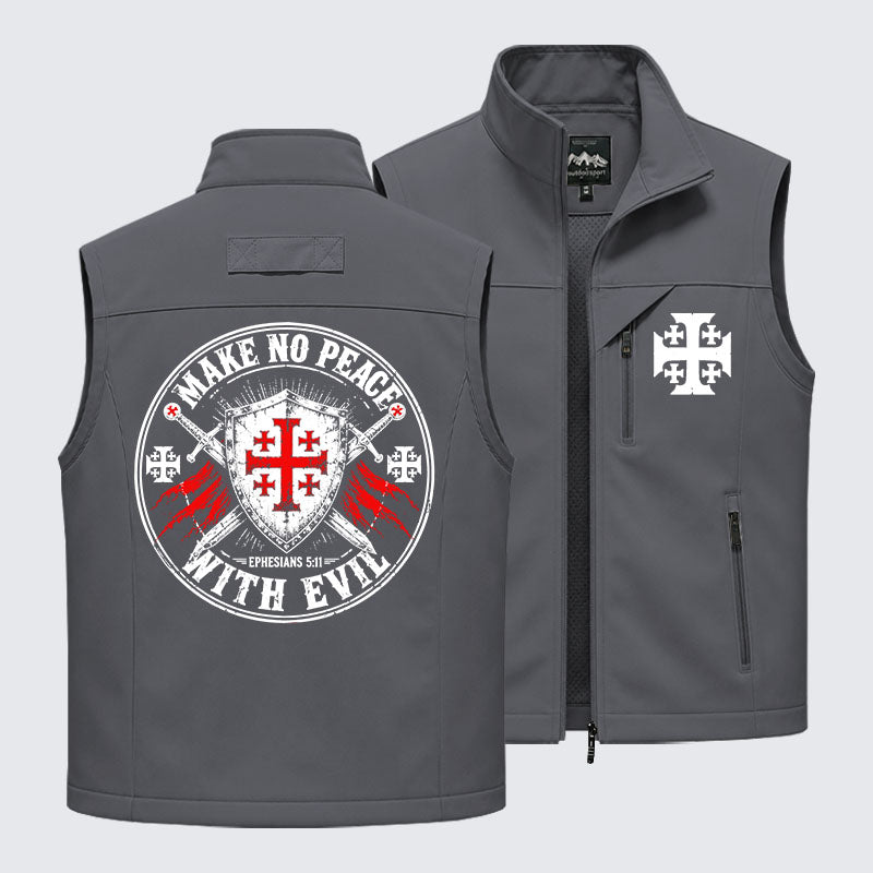Make No Peace with Evil Knight Templar Jerusalem Cross Outdoor Quick-dry Vest